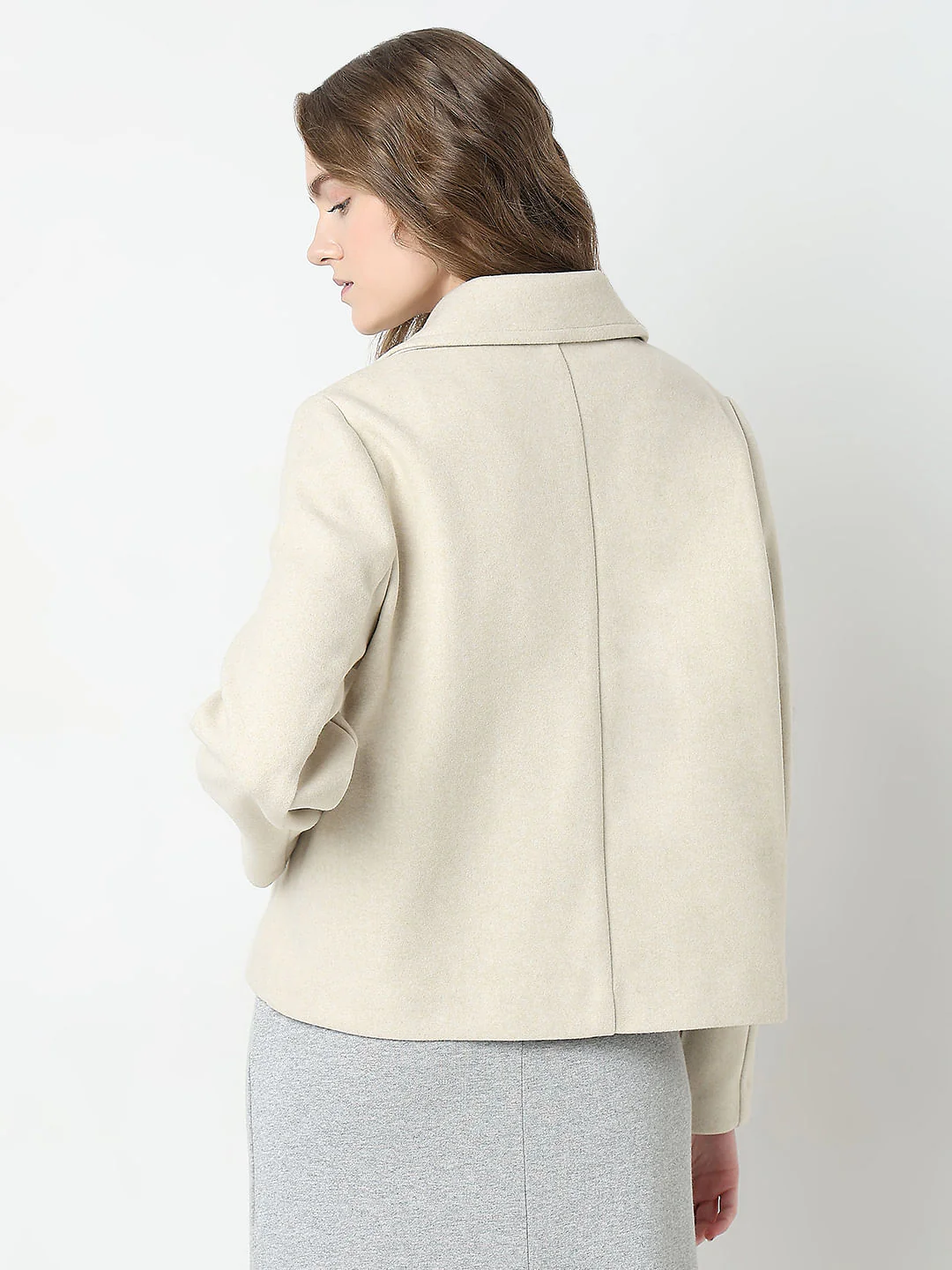 Beige Double Breasted Jacket - Image 4