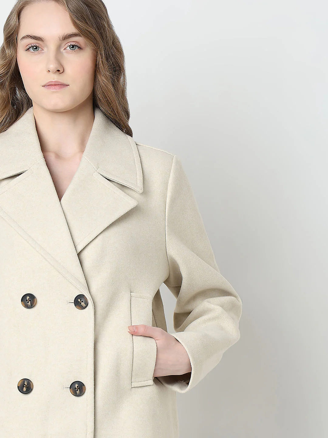 Beige Double Breasted Jacket - Image 6