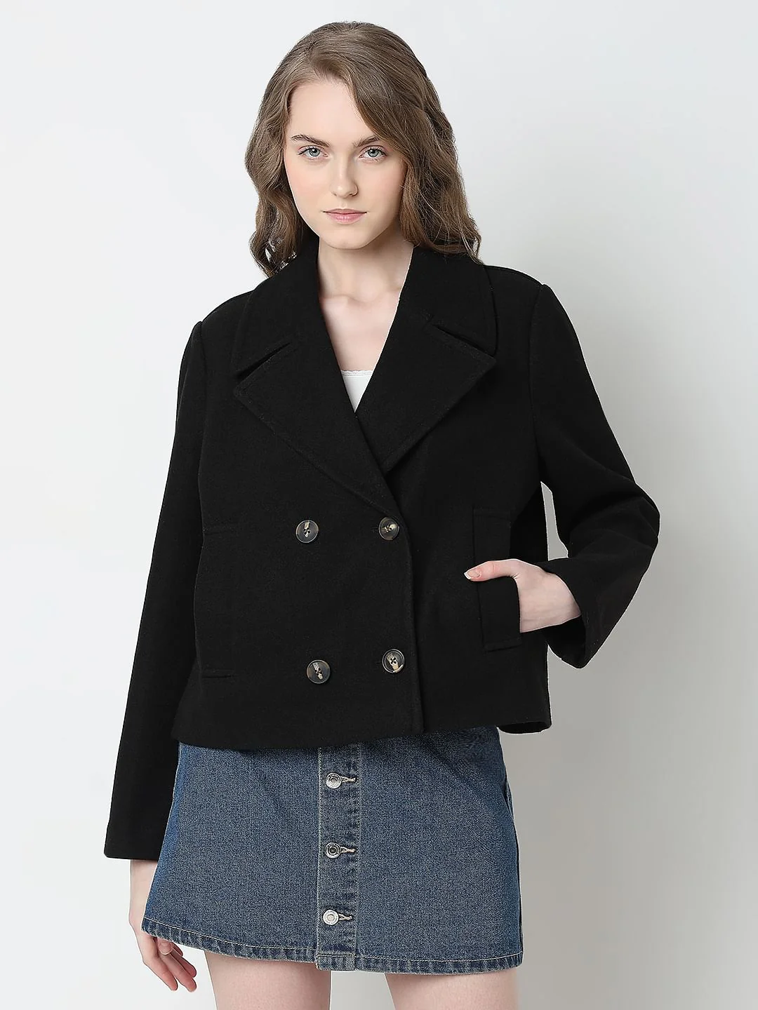 Black Double Breasted Jacket - Image 2