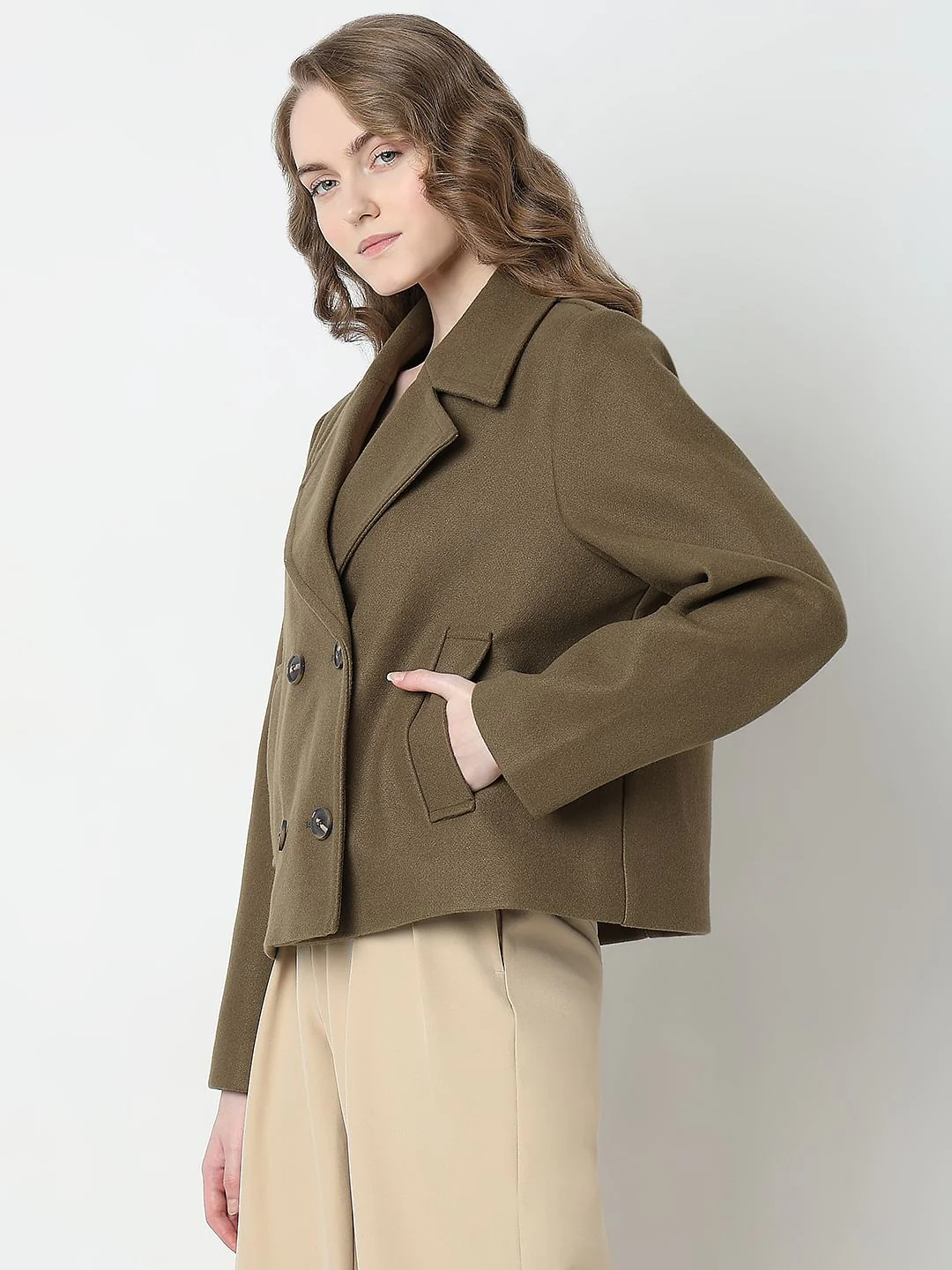Brown Double Breasted Jacket - Image 3