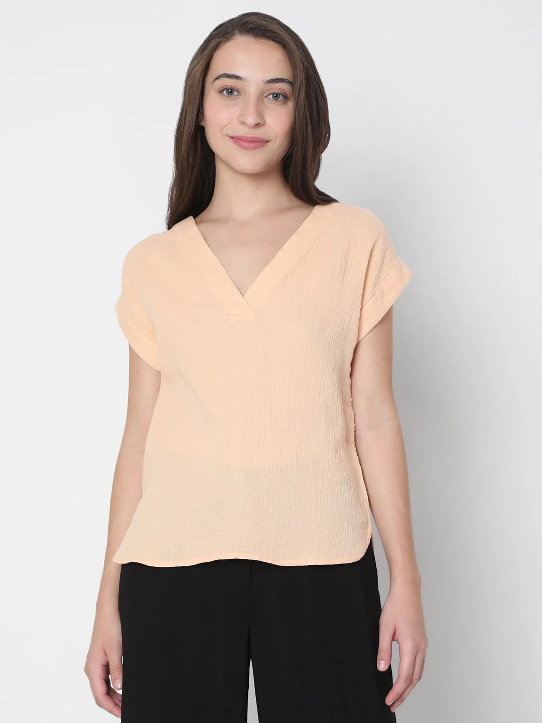 Peach V Neck Top - Image 2