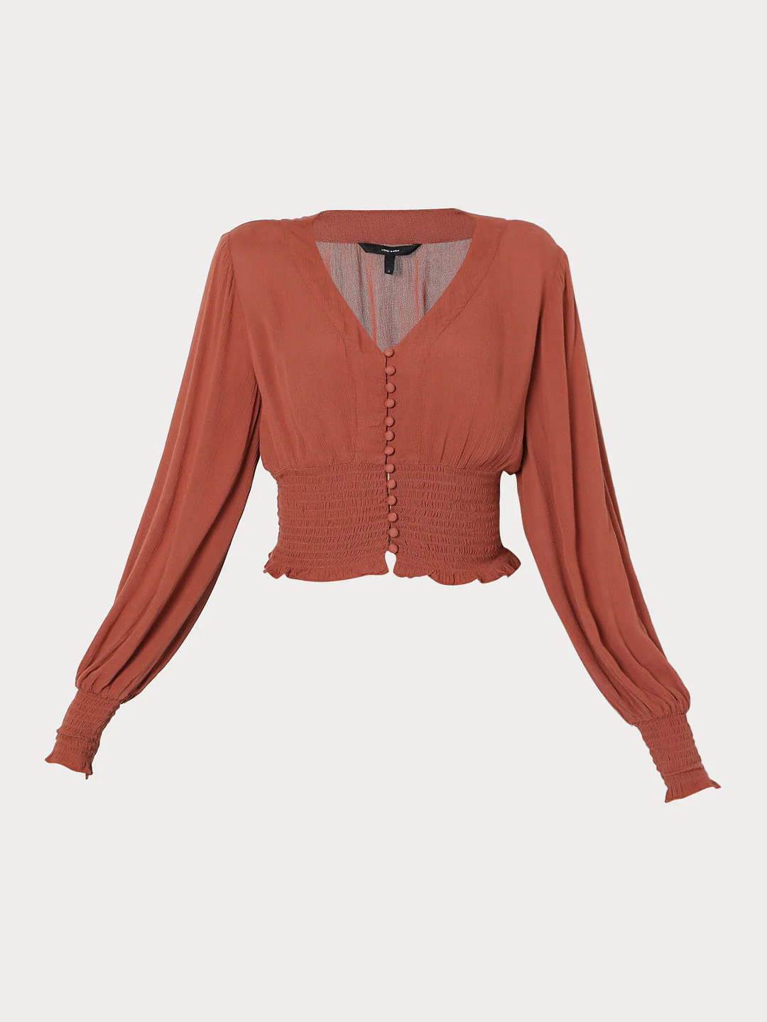 Brown Smocked Crop Top - Image 7