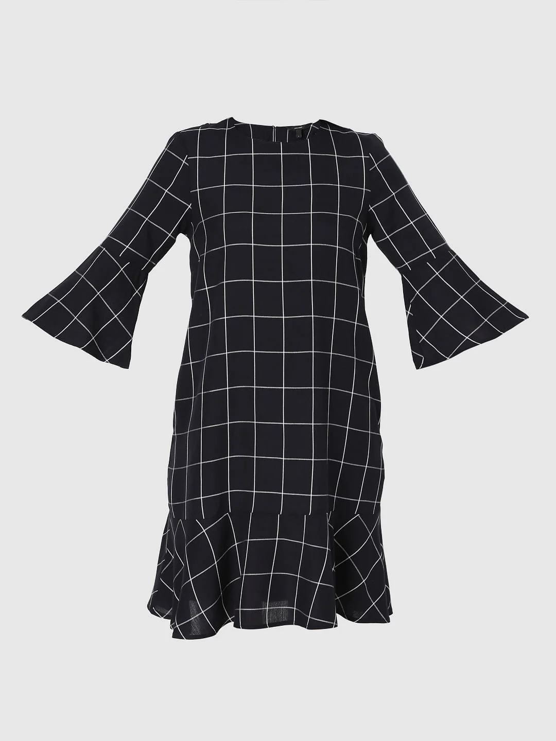 Navy Blue Check Shift Dress - Image 6