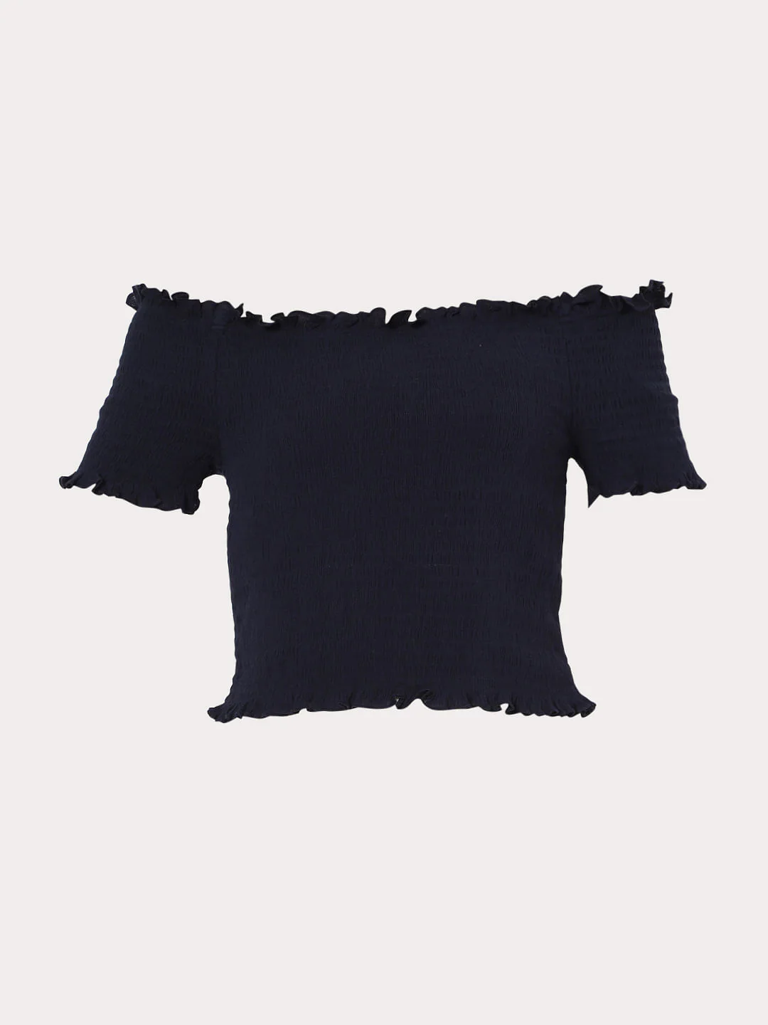 Blue Off Shoulder Smocked Co-Ord Set Top - Image 7
