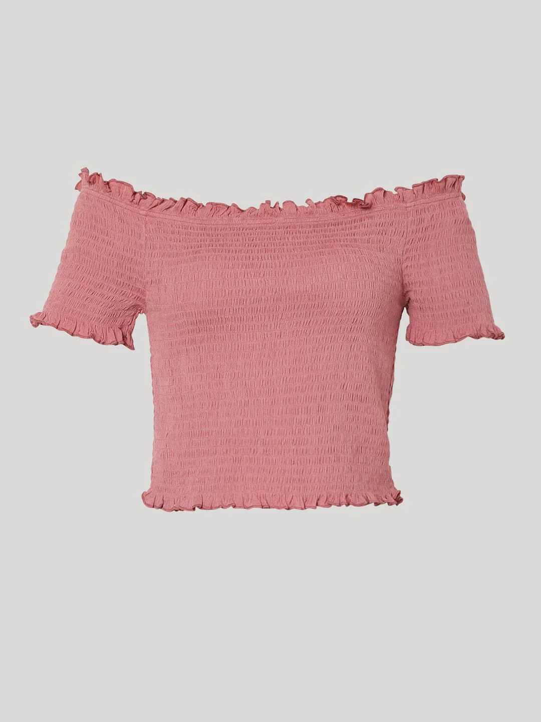 Pink Off Shoulder Smocked Co-Ord Set Top - Image 7