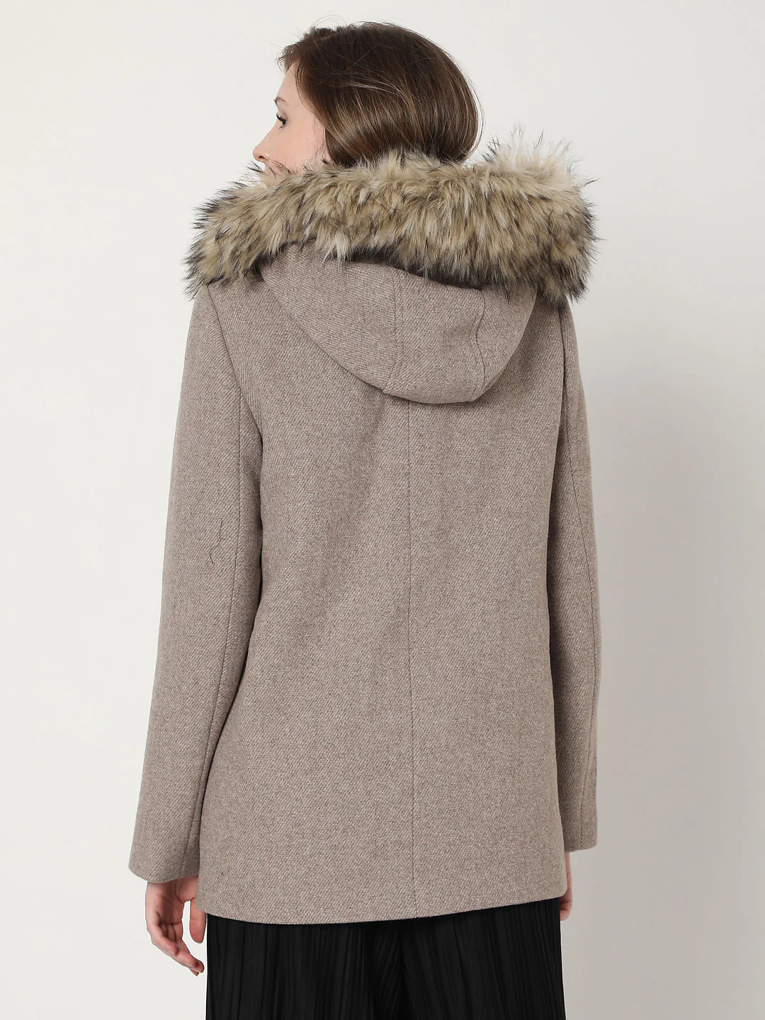 Beige Woollen Hooded Coat - Image 4