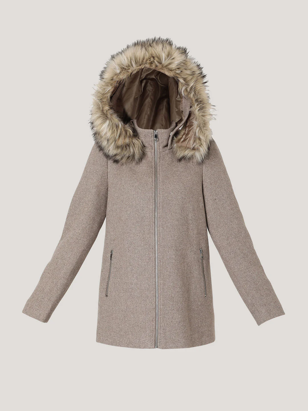 Beige Woollen Hooded Coat - Image 7