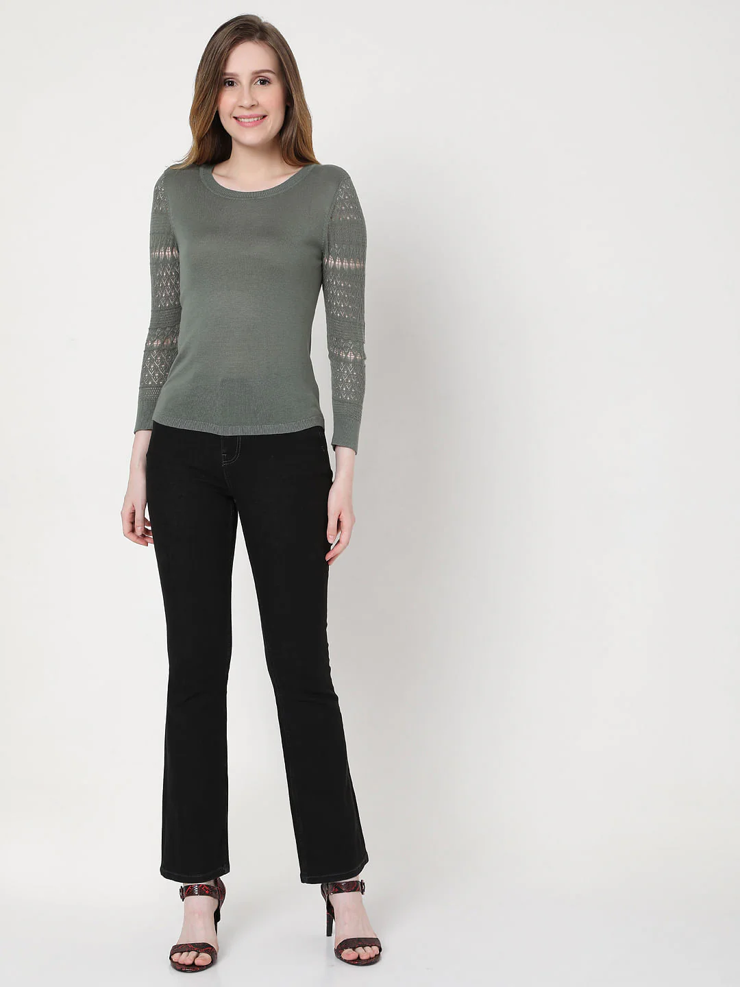 Green Lace Sleeves Pullover - Image 5