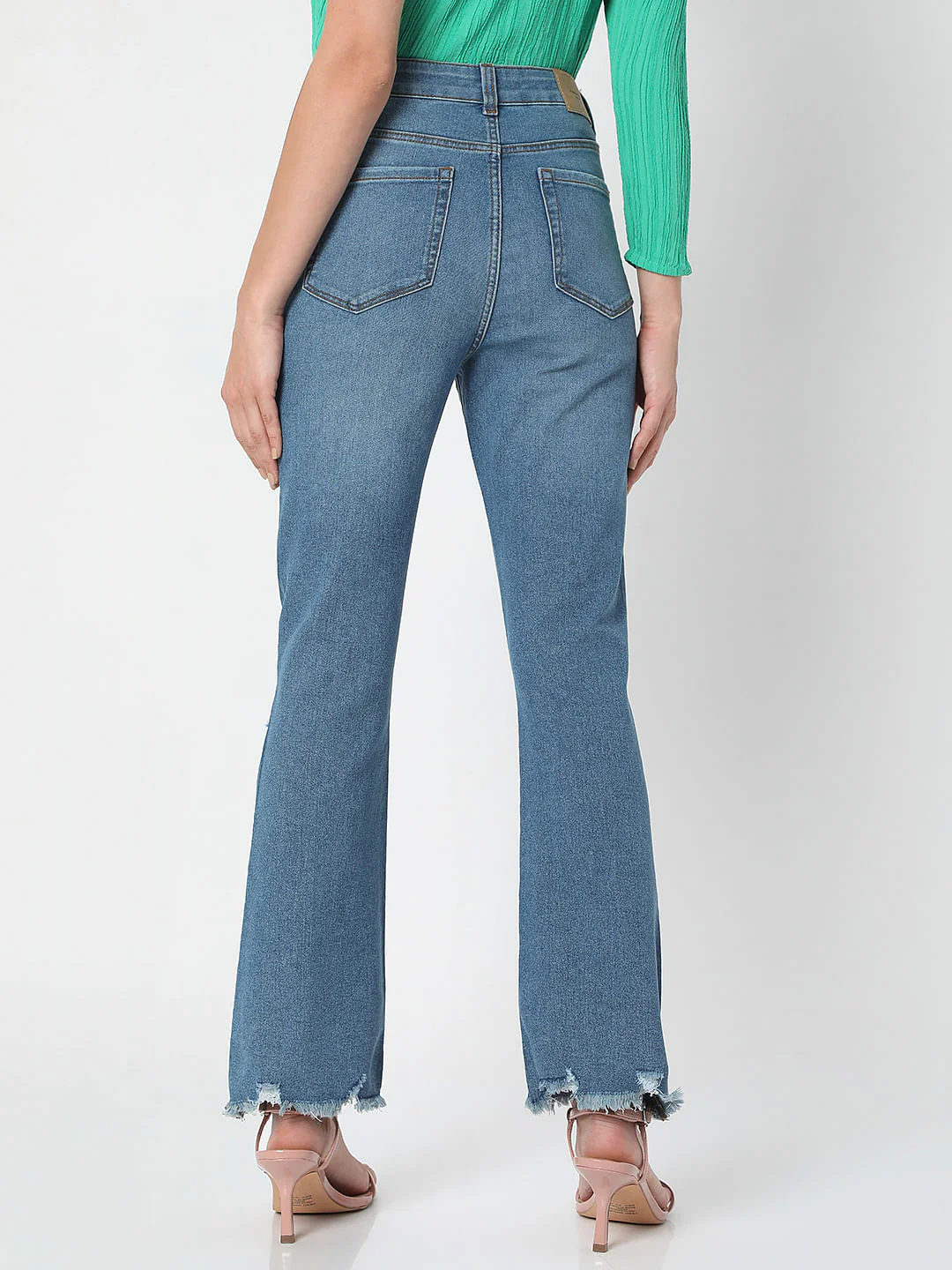 Blue High Waist Distressed Petra Bootcut Jeans - Image 4