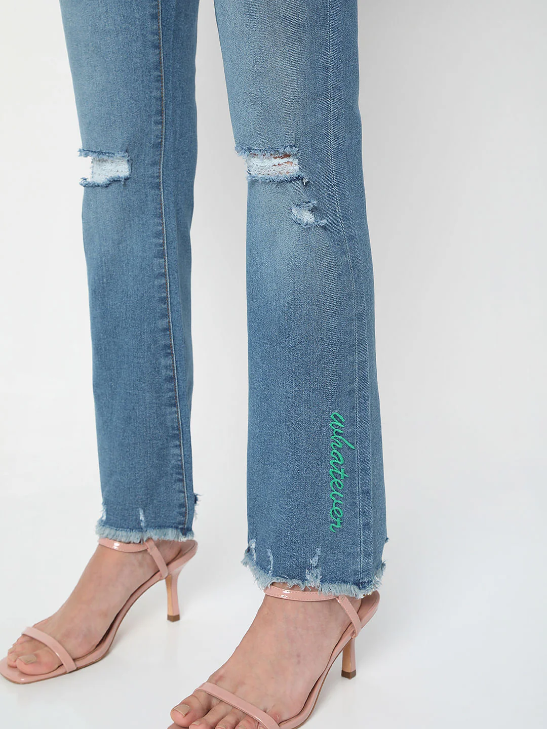 Blue High Waist Distressed Petra Bootcut Jeans - Image 5