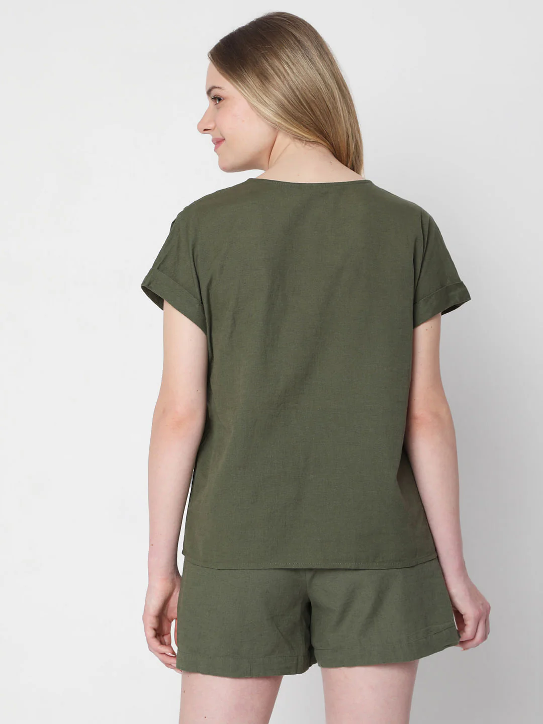 Green V Neck Co-Ord Top - Image 4