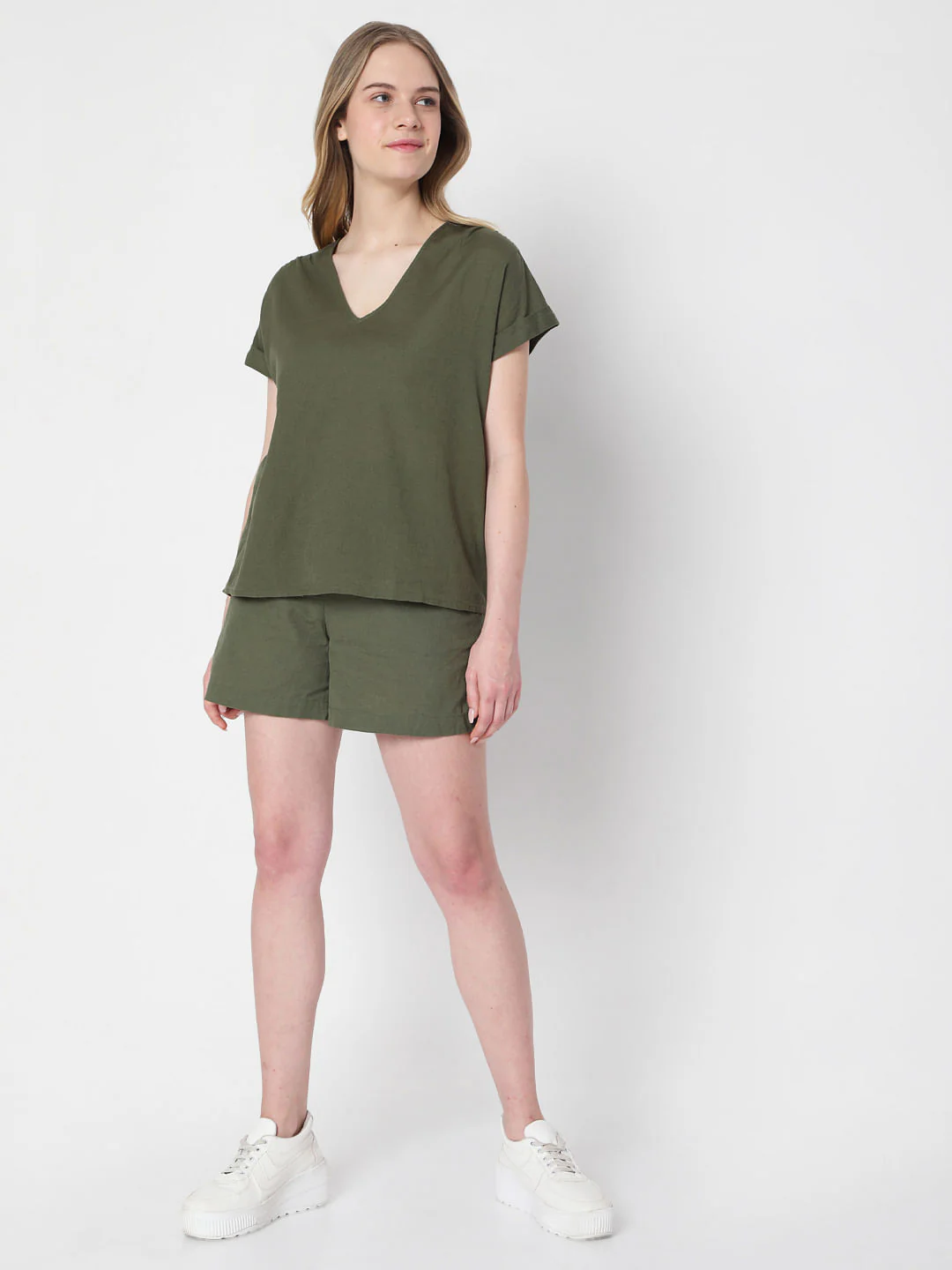 Green V Neck Co-Ord Top - Image 5