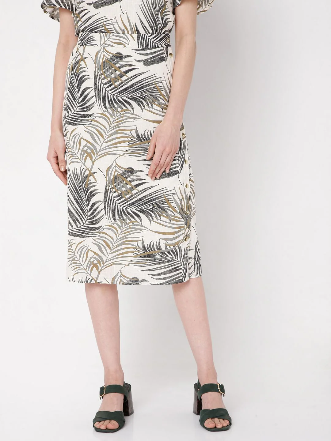 Beige Tropical Print Co-Ord Skirt - Image 2