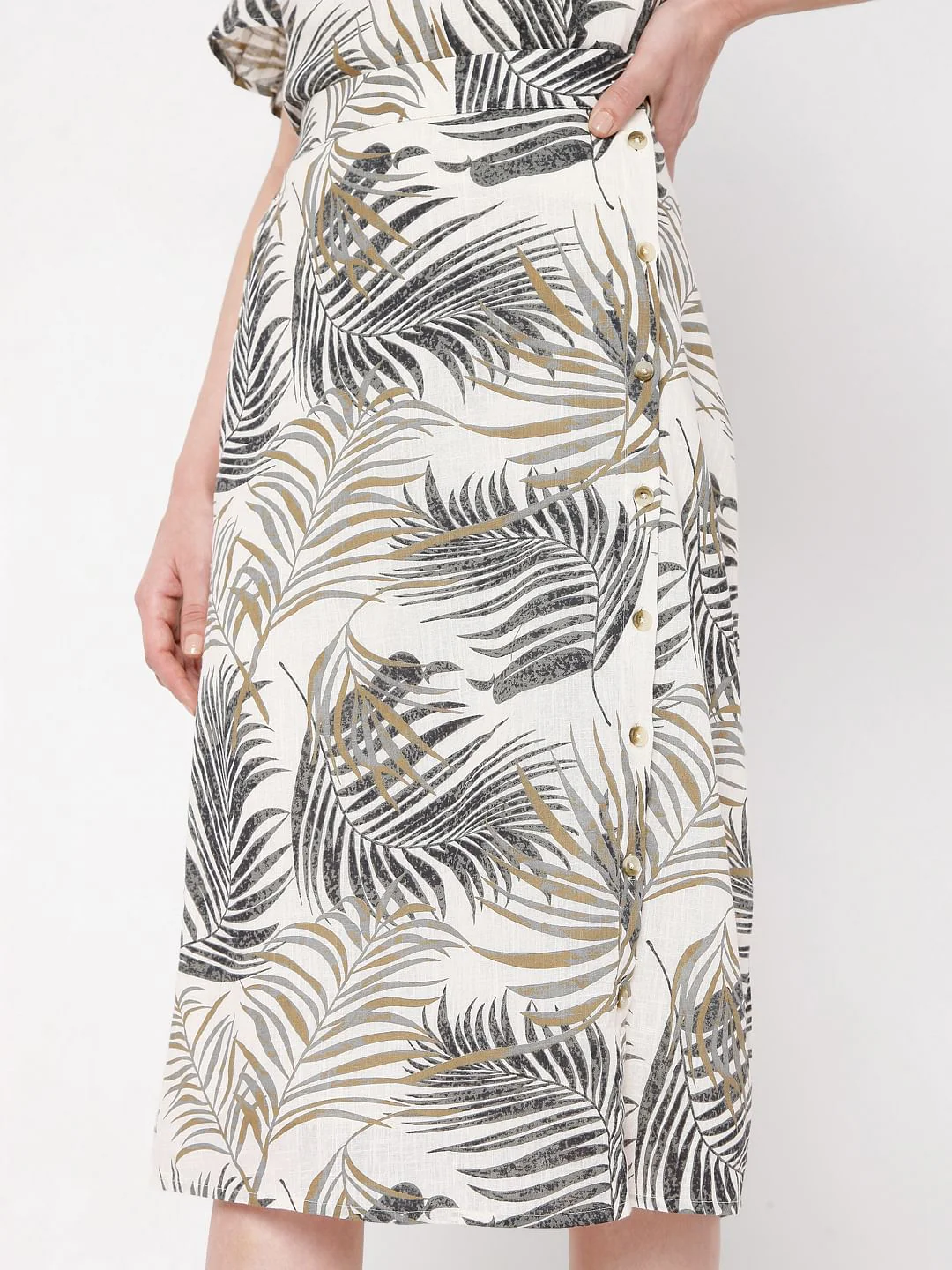 Beige Tropical Print Co-Ord Skirt - Image 5