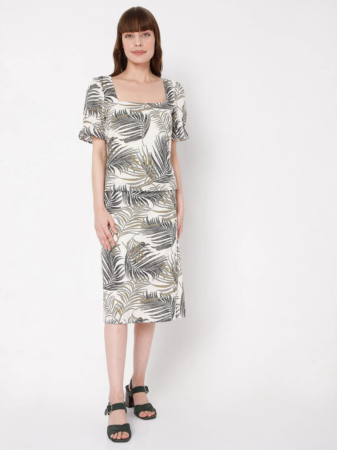 Beige Tropical Print Co-Ord Skirt - Image 6