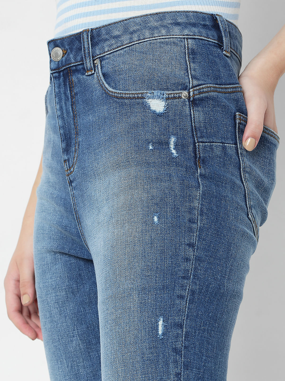 Blue High Waist Push Up Wendy Skinny Jeans - Image 5