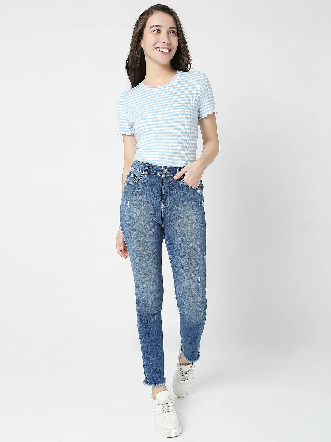 Blue High Waist Push Up Wendy Skinny Jeans - Image 6