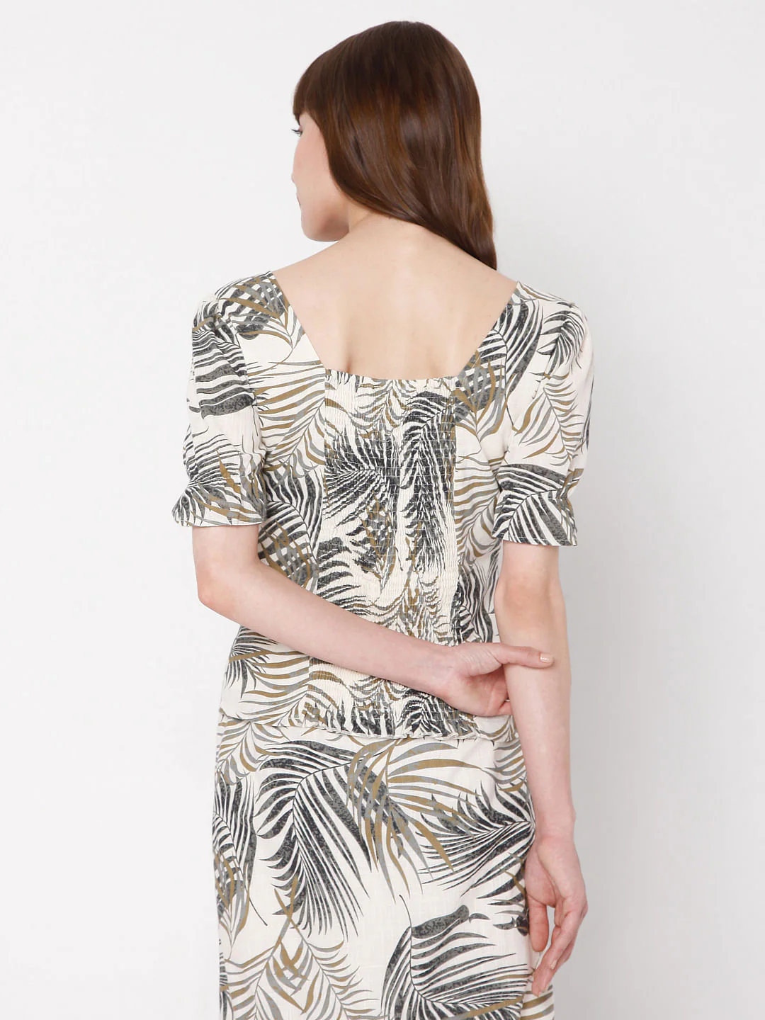 Beige Tropical Print Co-Ord Set Top - Image 4