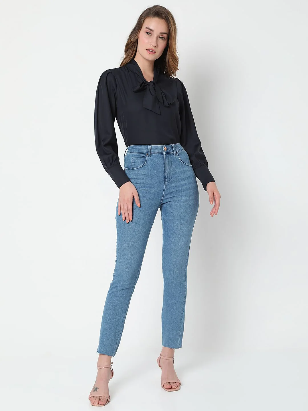 Blue High Waist Push Up Wendy Skinny Jeans - Image 6
