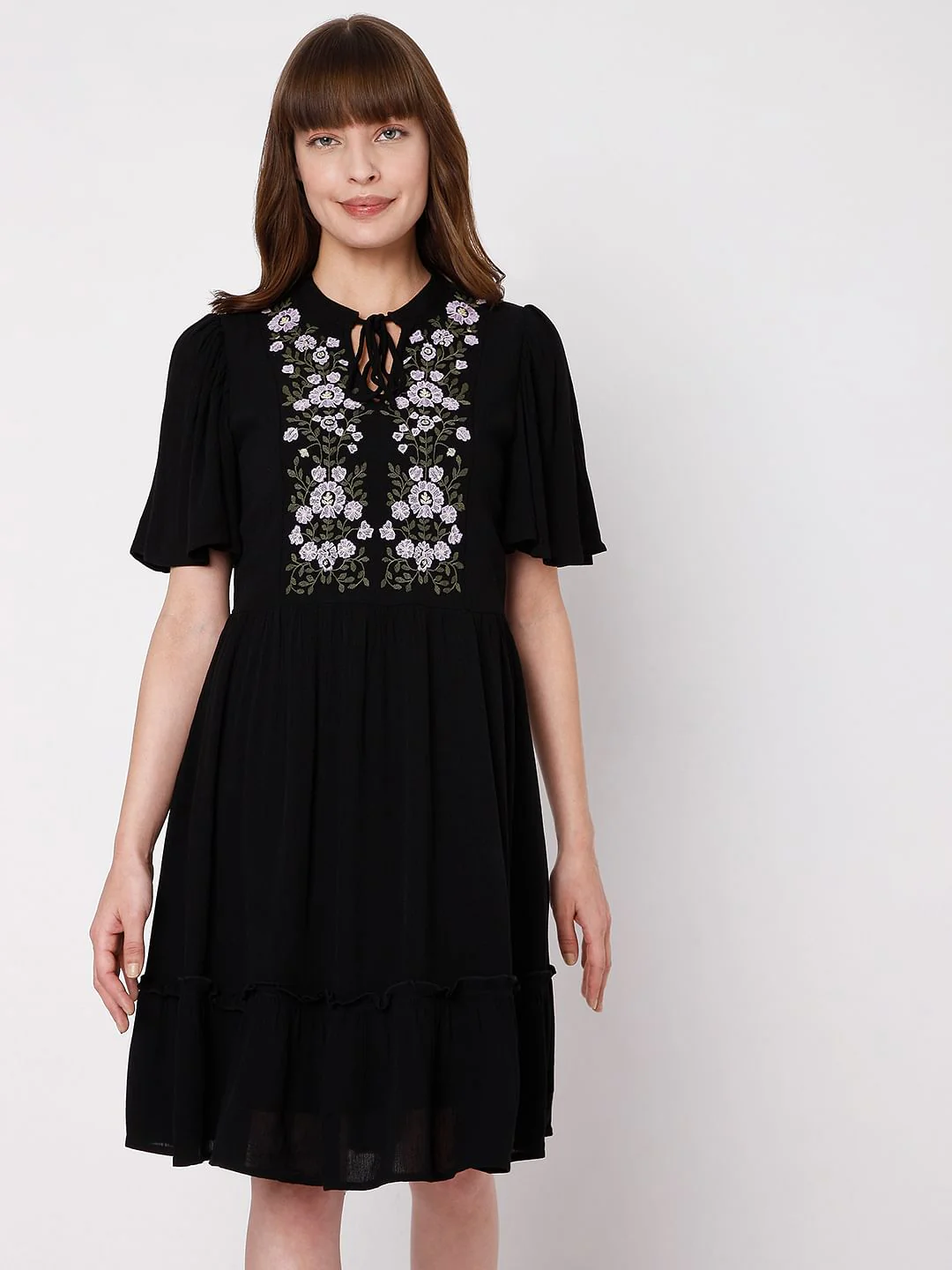 Black Embroidered Dress - Image 2