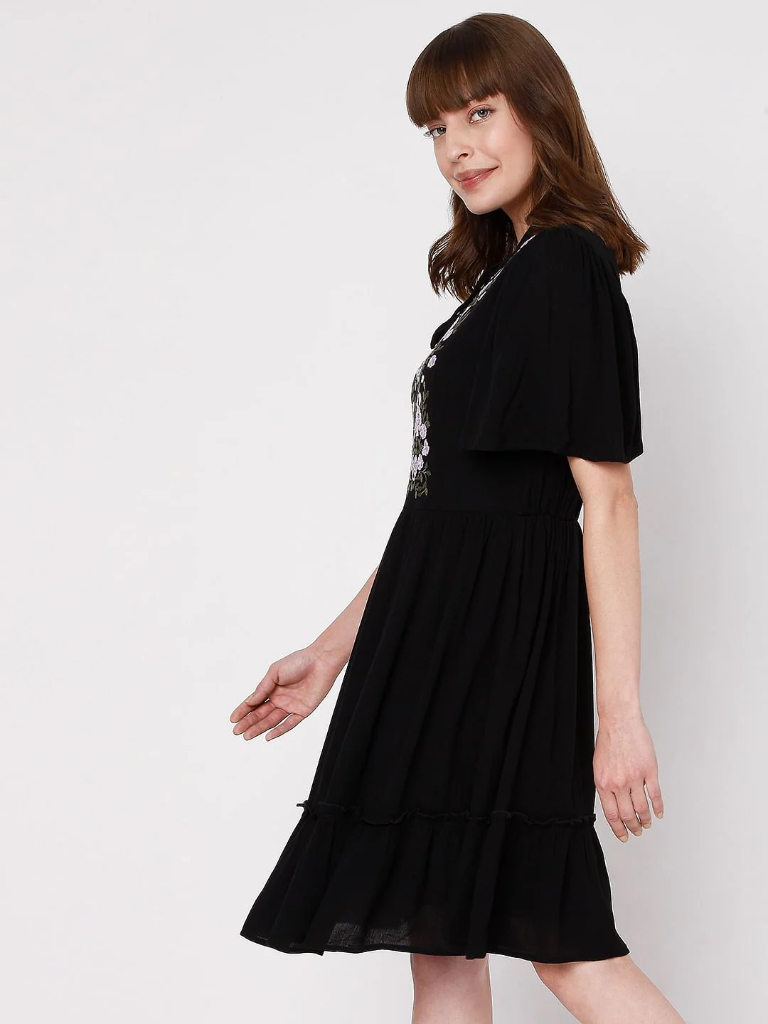 Black Embroidered Dress - Image 3