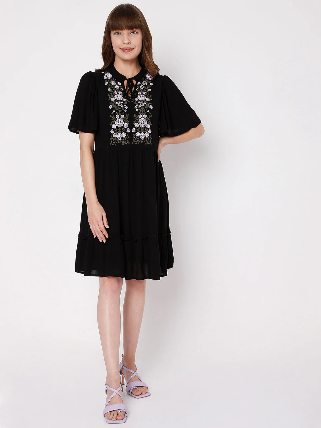 Black Embroidered Dress - Image 5