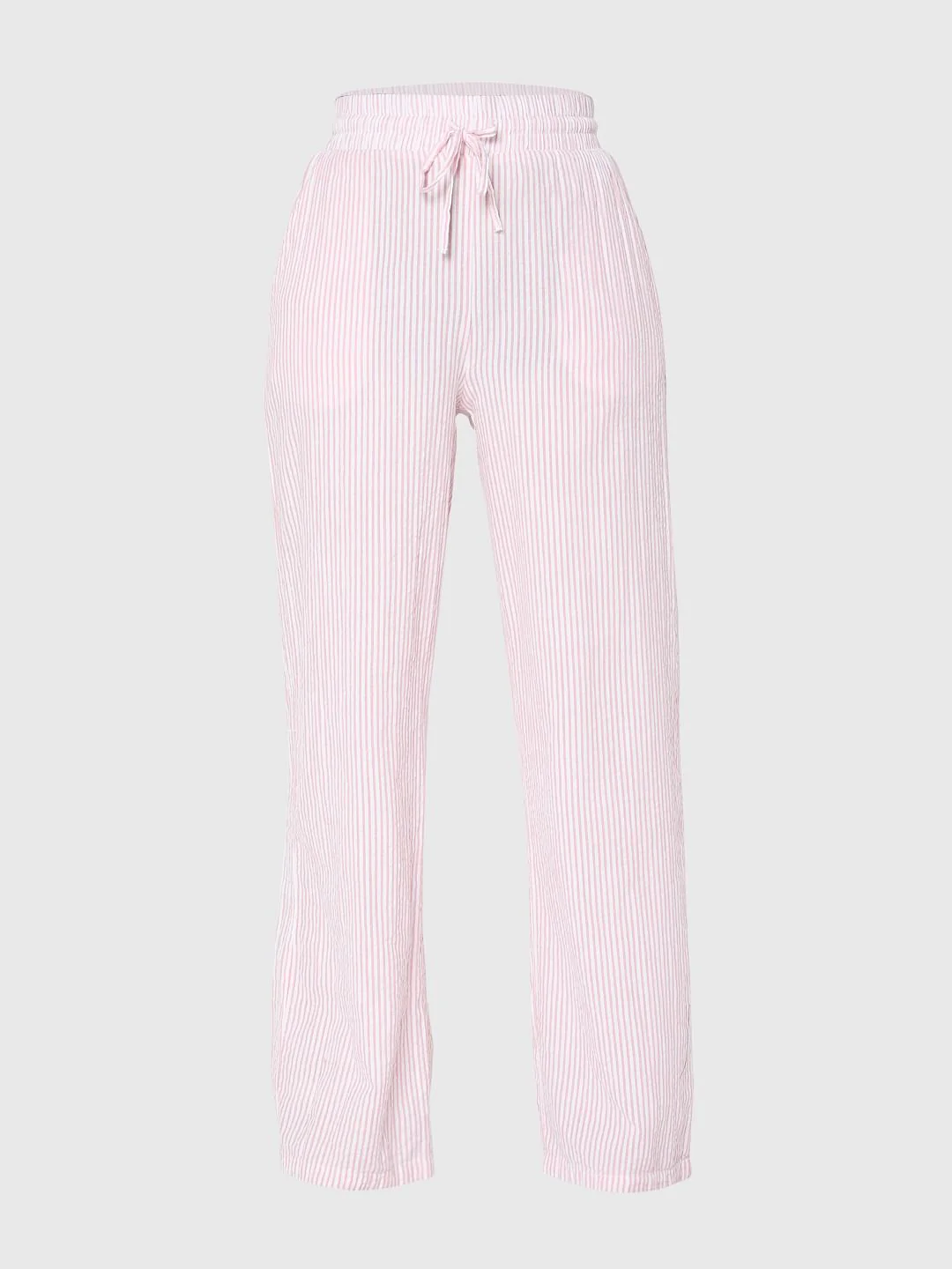 Pink Mid Rise Striped Co-Ord Set Pants - Image 7