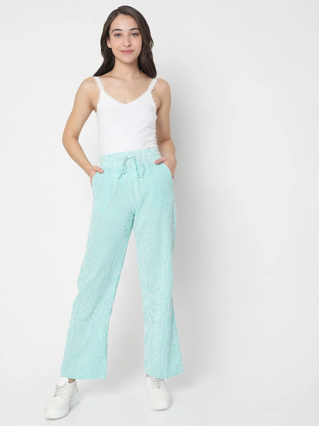 Green Striped Co-Ord Set Pants - Image 6