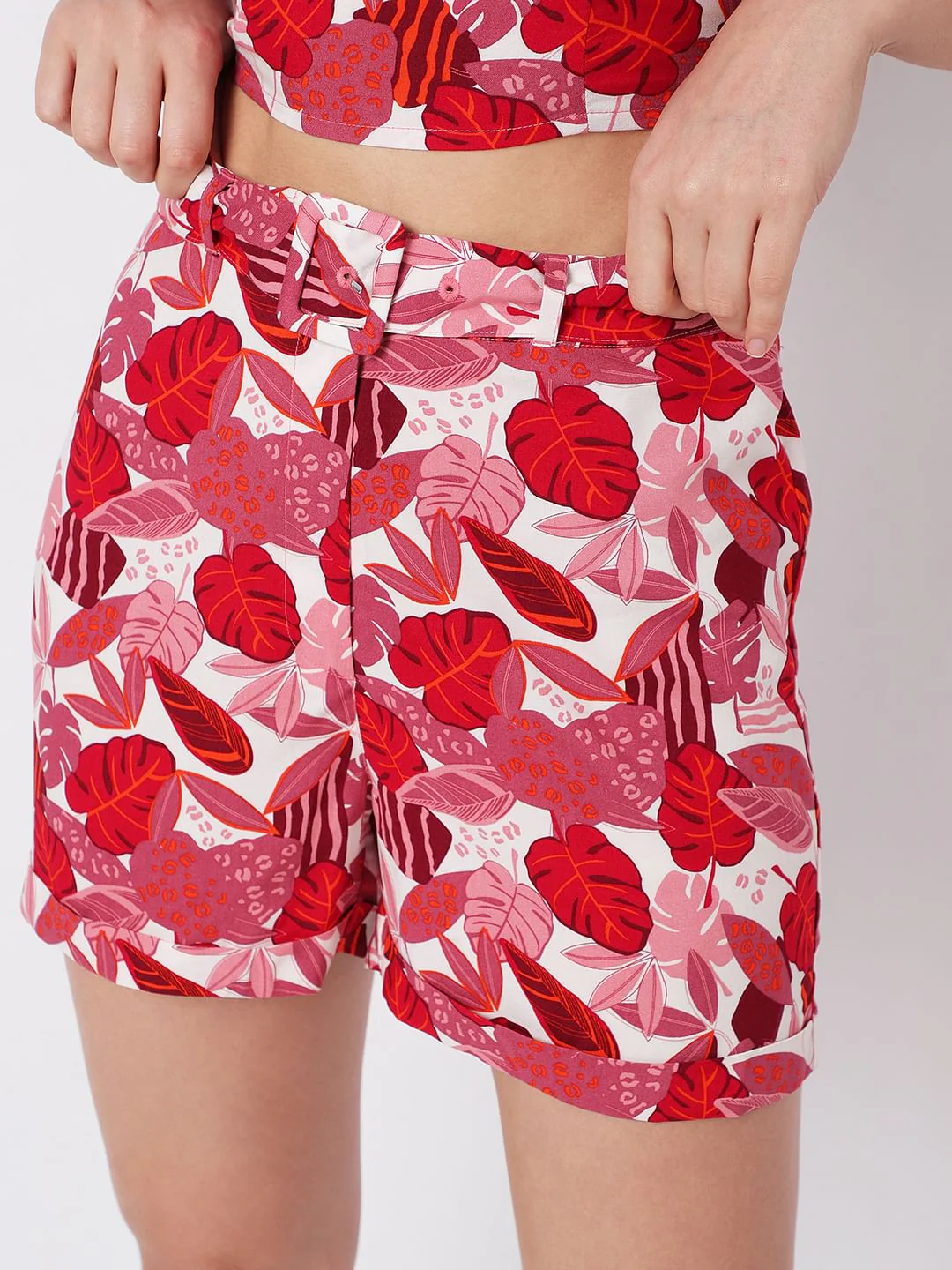 Pink High Rise Printed Co-Ord Shorts - Image 5