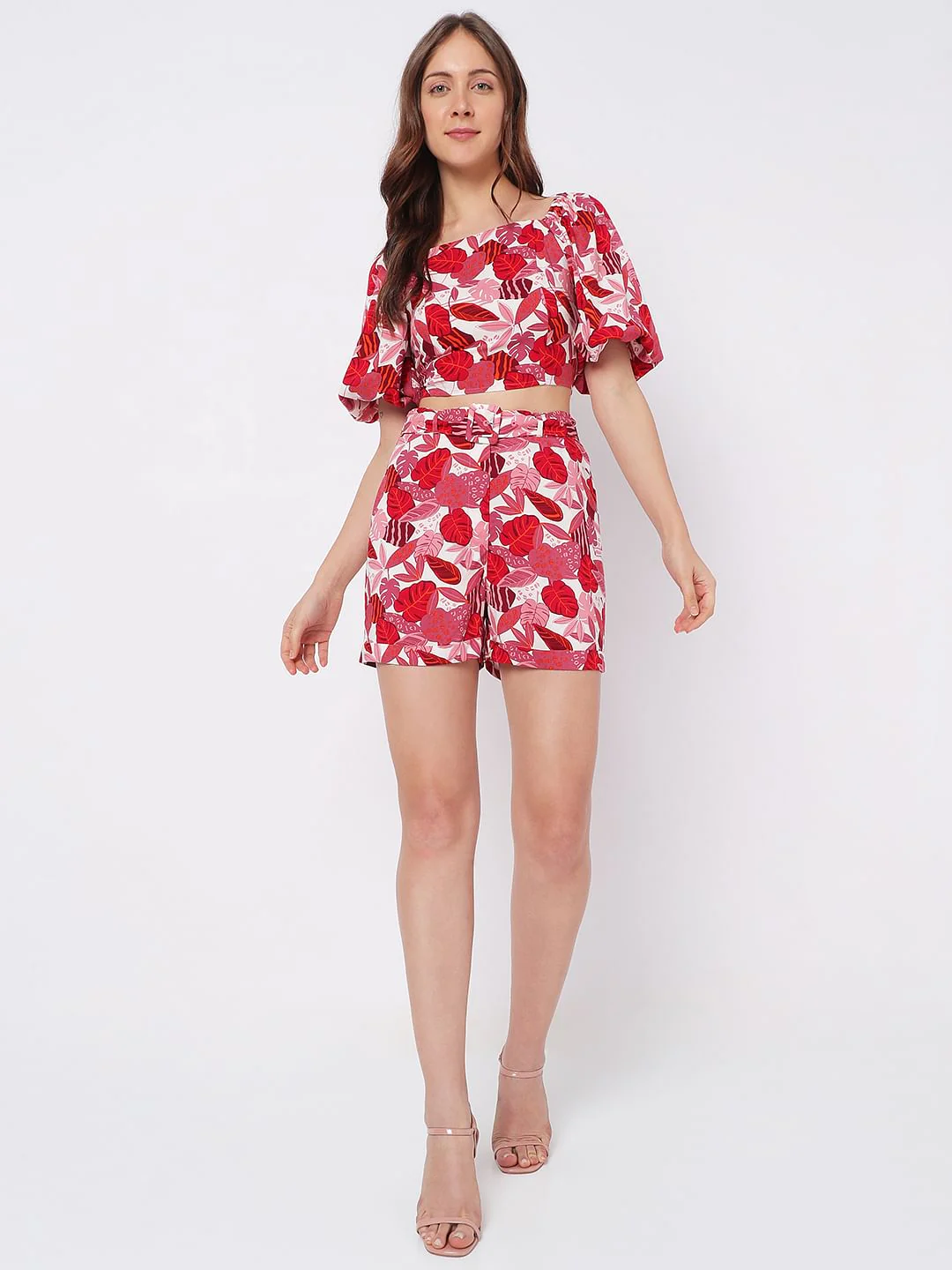 Pink High Rise Printed Co-Ord Shorts - Image 6