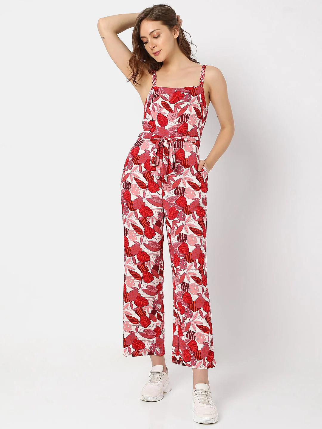 Pink Floral Print Jumpsuit - Image 2