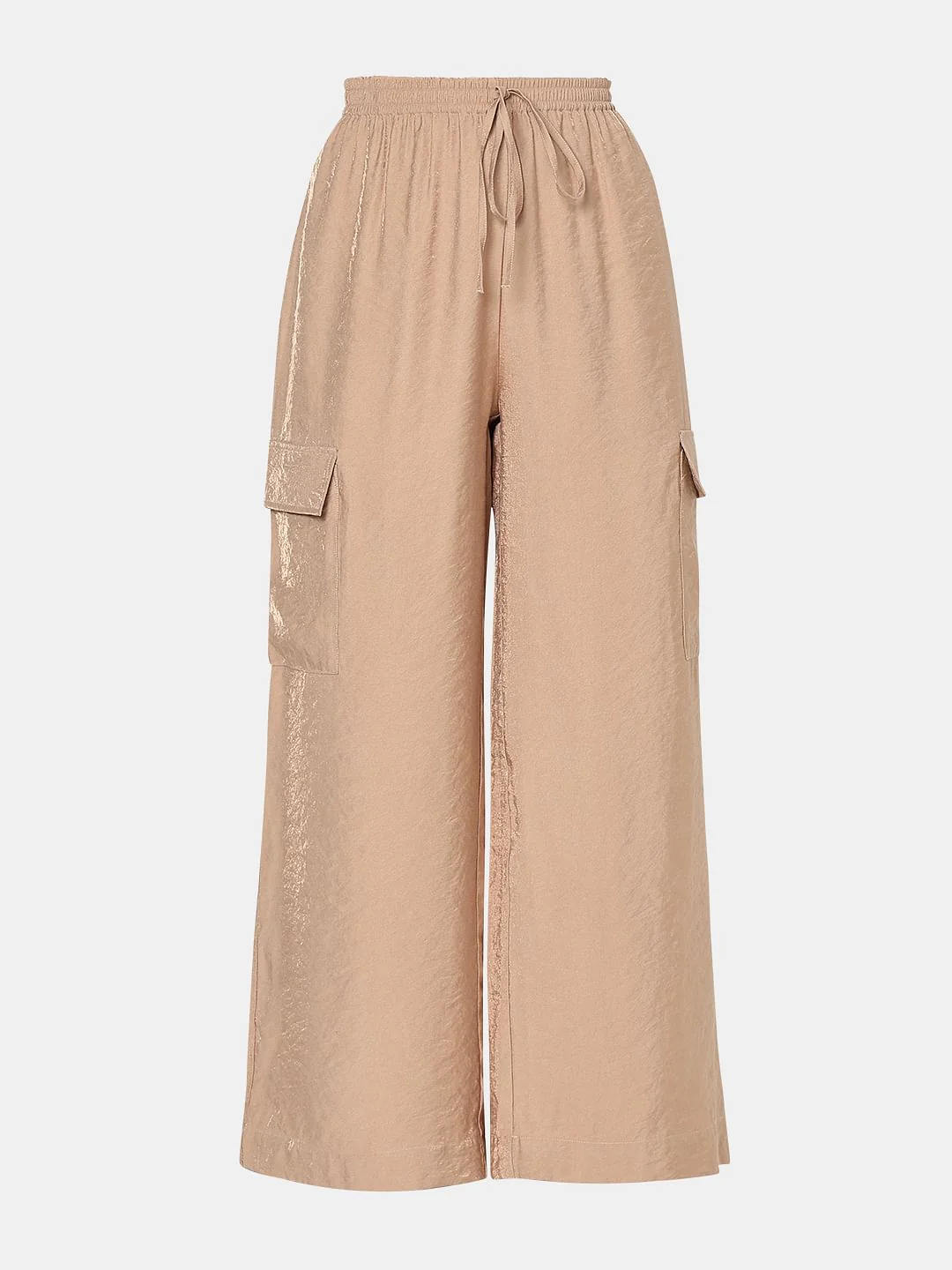Beige High Rise Loose Fit Pants - Image 7