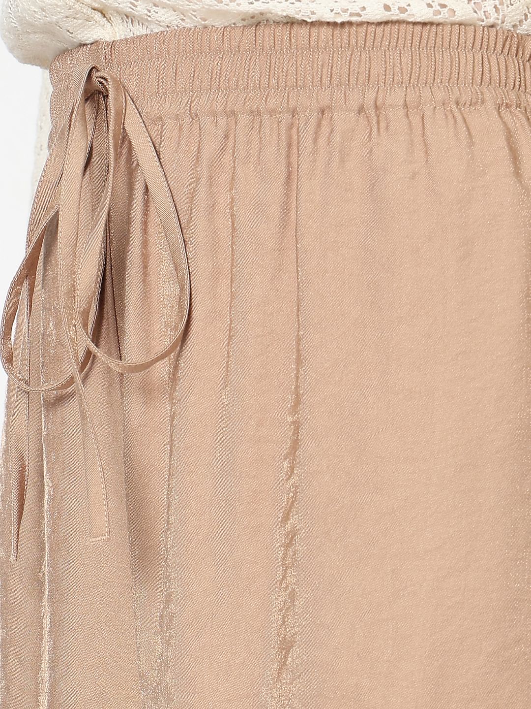 Beige High Rise Loose Fit Pants - Image 8