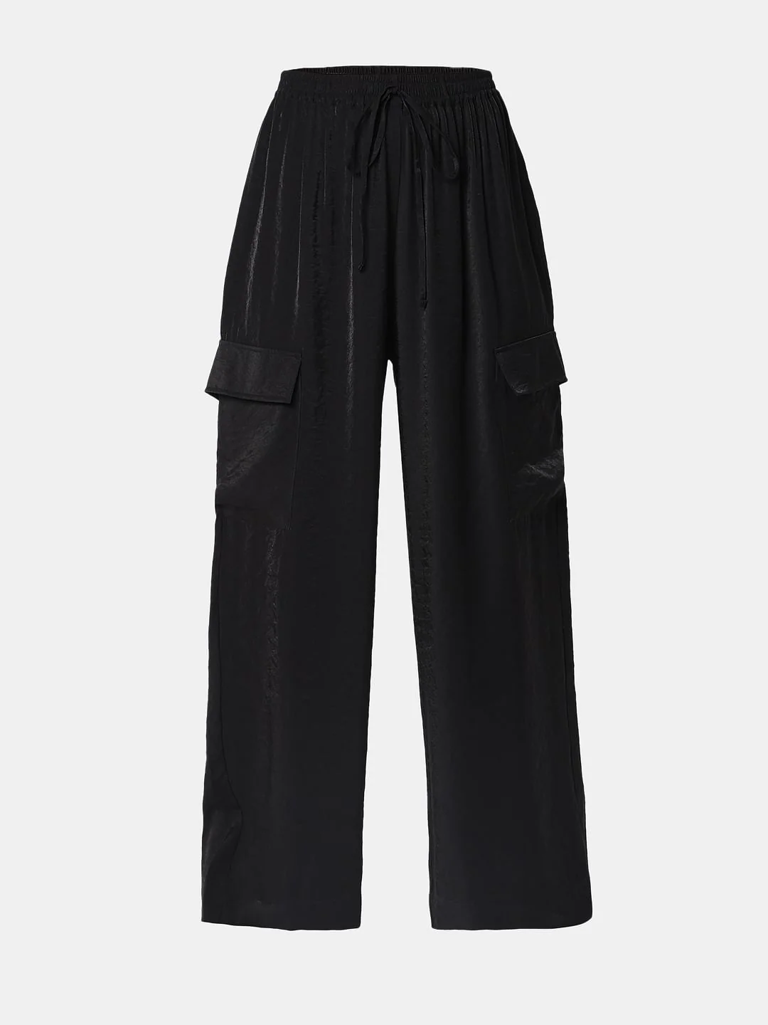 Black High Rise Loose Fit Pants - Image 7