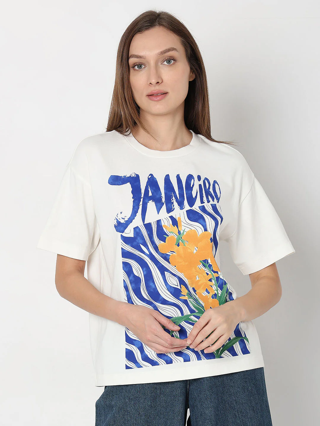 White Printed Relaxed Fit T-Shirt - Image 2