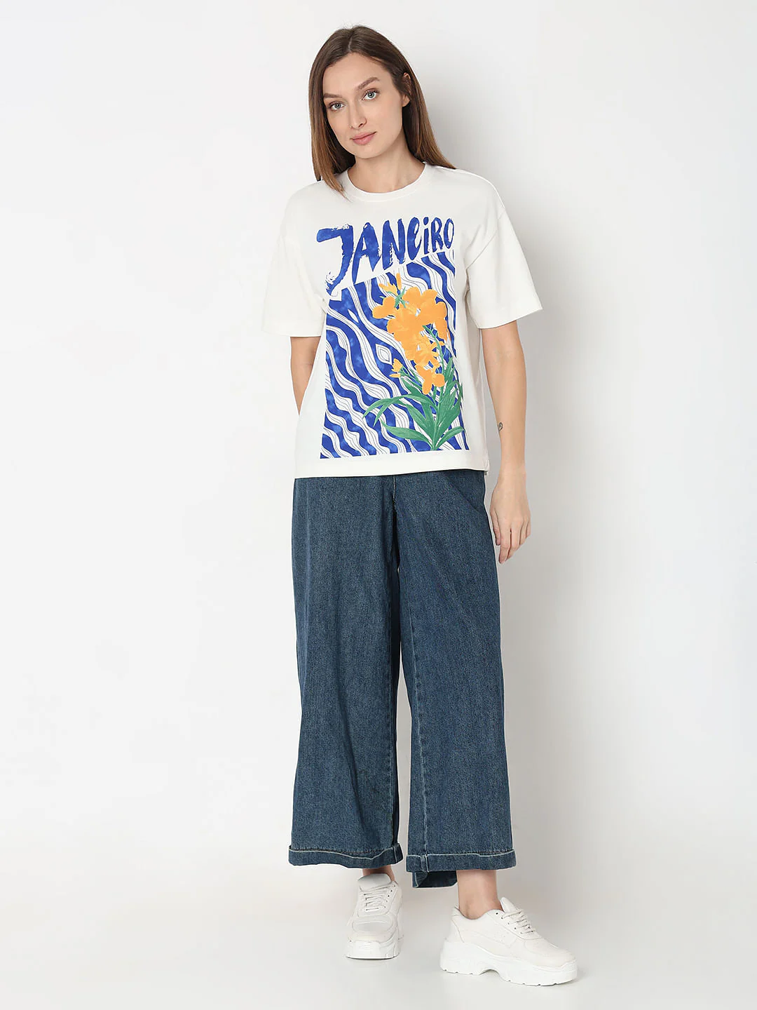 White Printed Relaxed Fit T-Shirt - Image 5