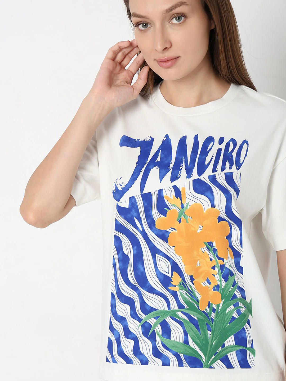 White Printed Relaxed Fit T-Shirt - Image 6