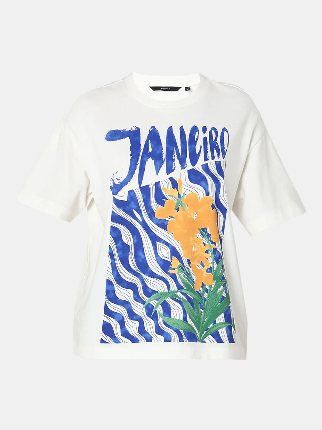 White Printed Relaxed Fit T-Shirt - Image 7