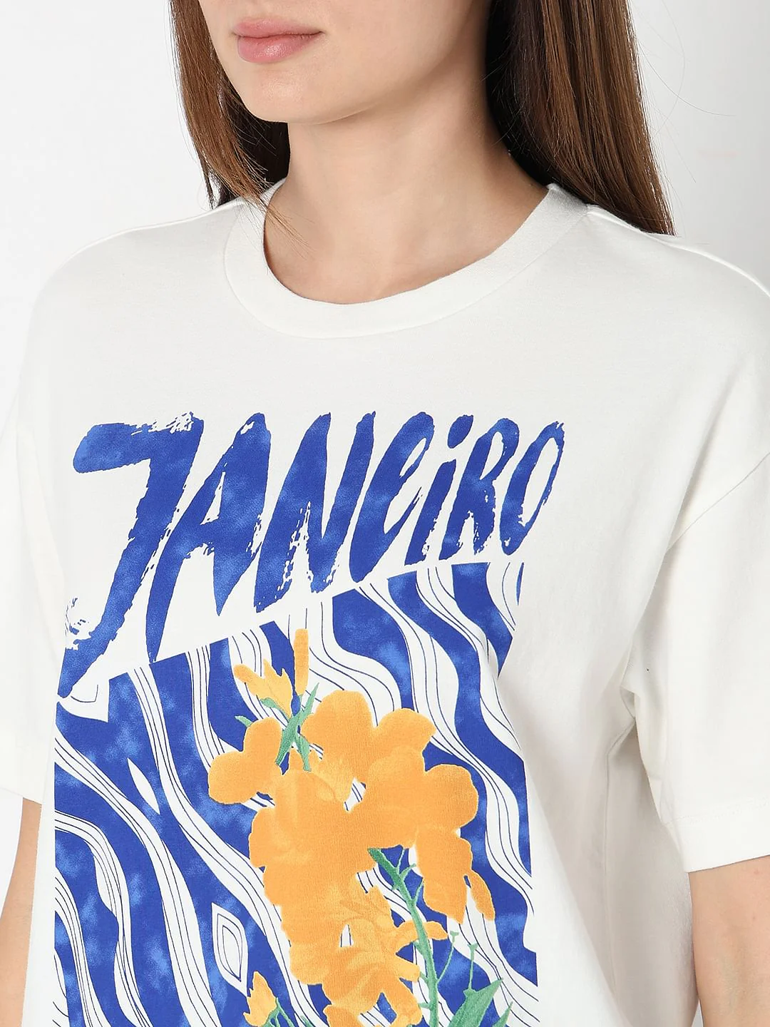 White Printed Relaxed Fit T-Shirt - Image 8