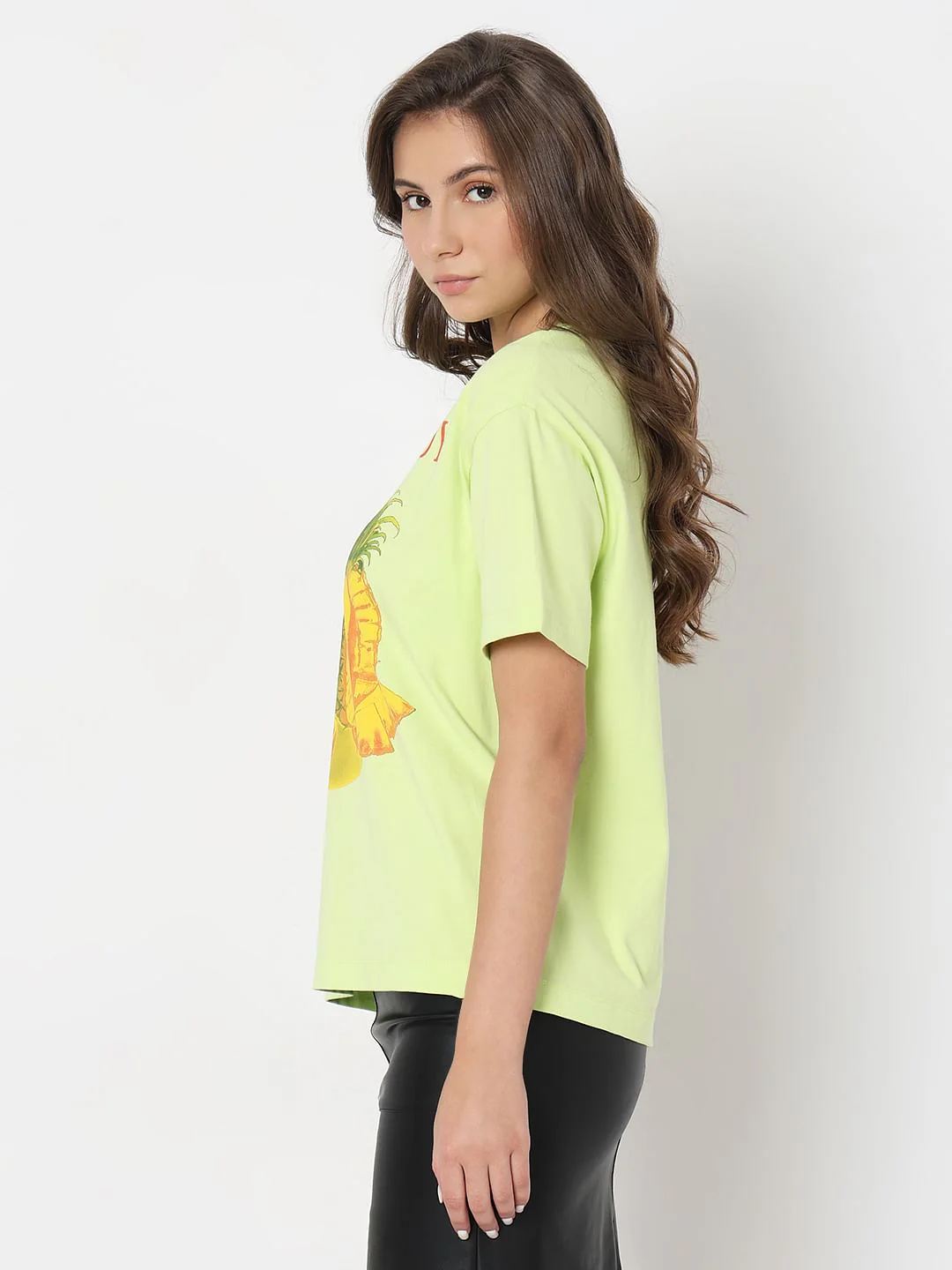 Lime Green Printed Relaxed Fit T-Shirt - Image 3