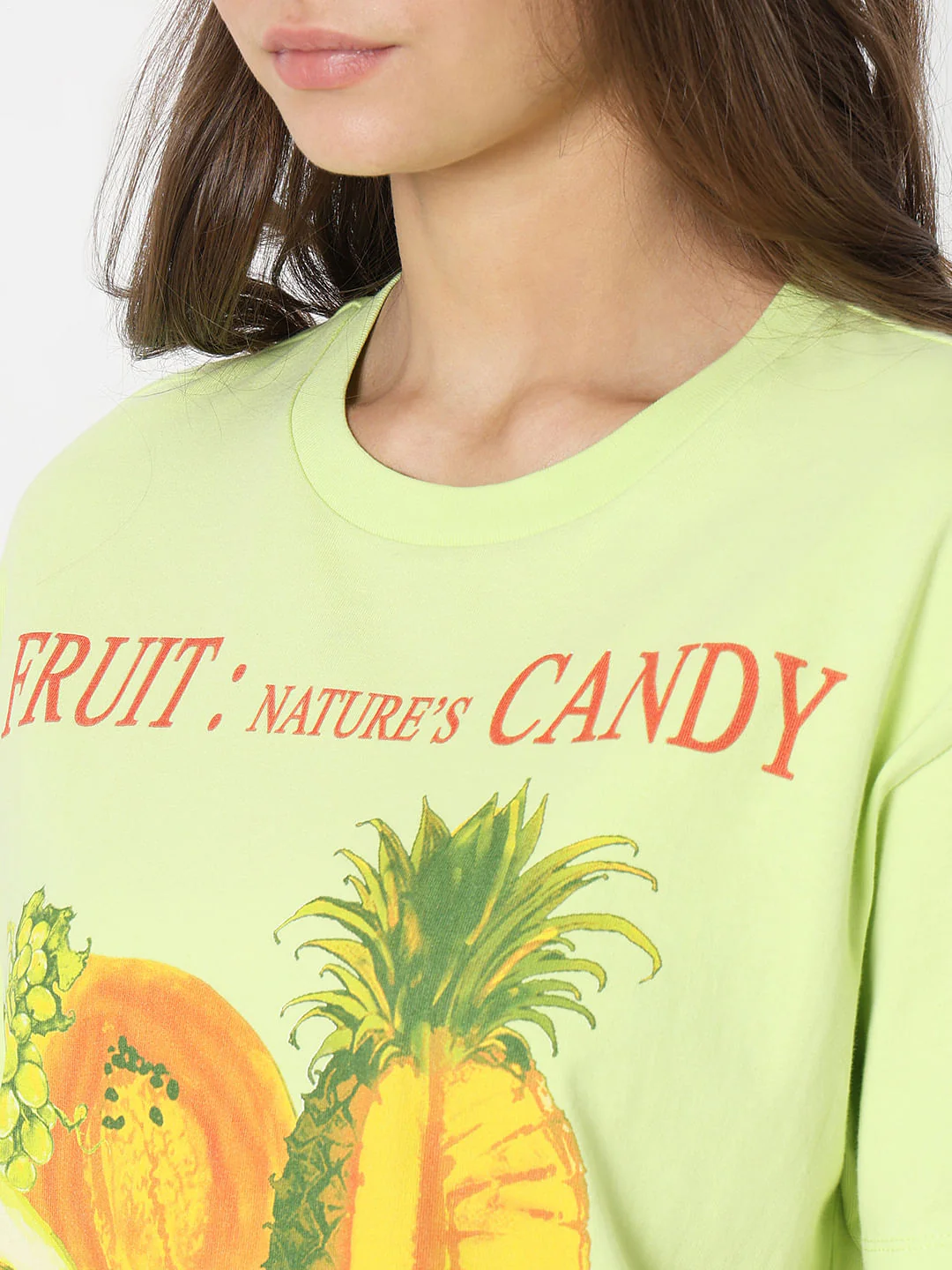 Lime Green Printed Relaxed Fit T-Shirt - Image 8