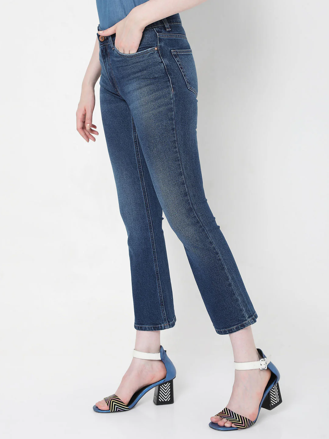 Blue Mid Rise Petra Bootcut Jeans - Image 3