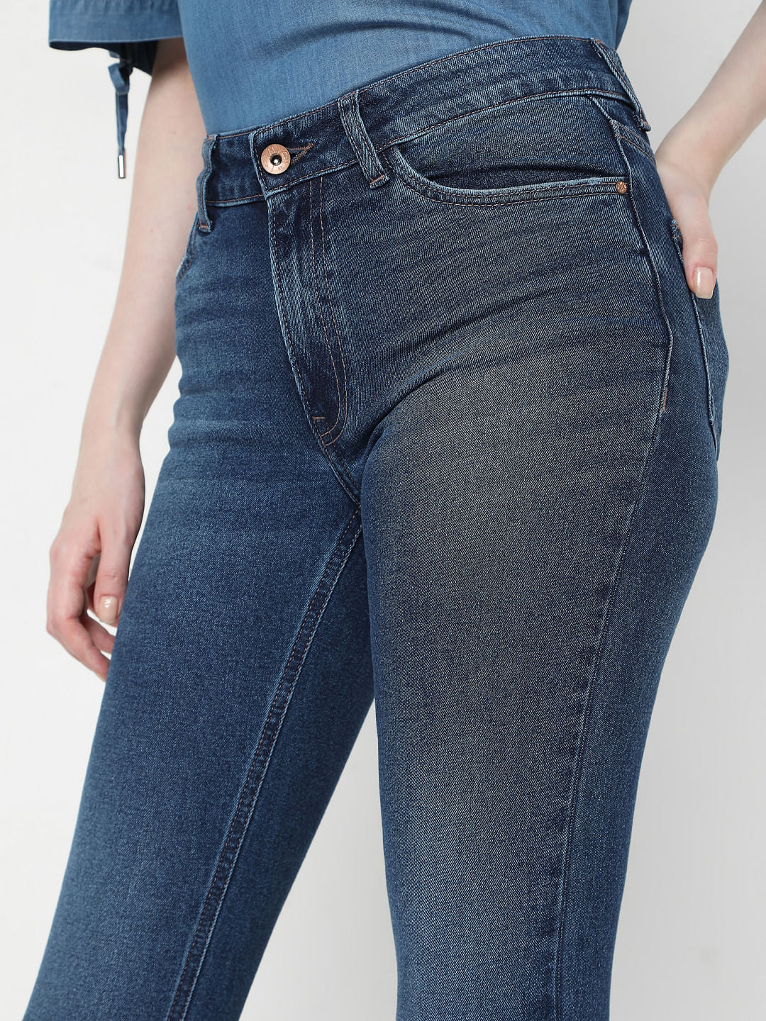 Blue Mid Rise Petra Bootcut Jeans - Image 5