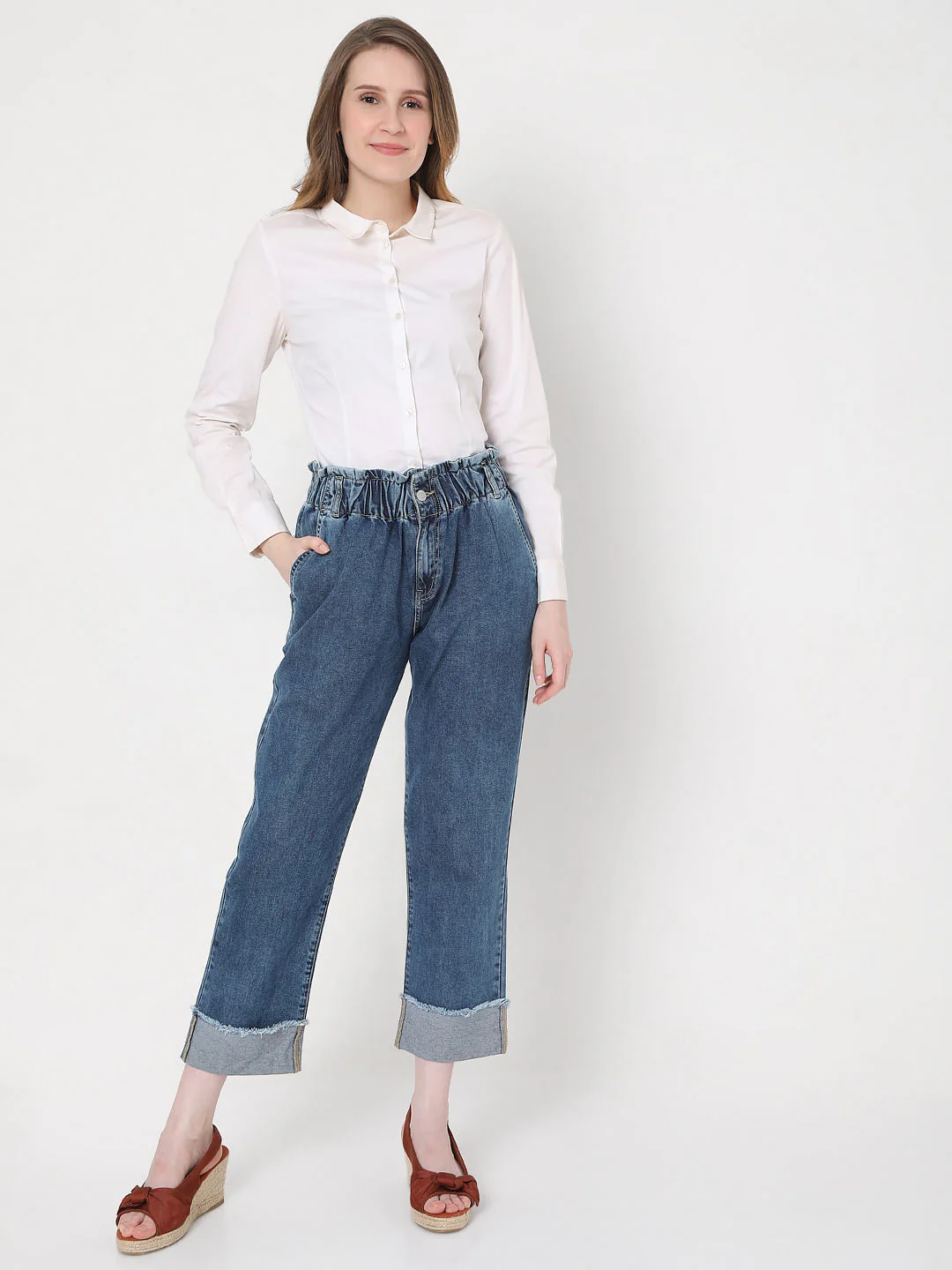 Blue High Rise Jade Straight Fit Jeans - Image 6