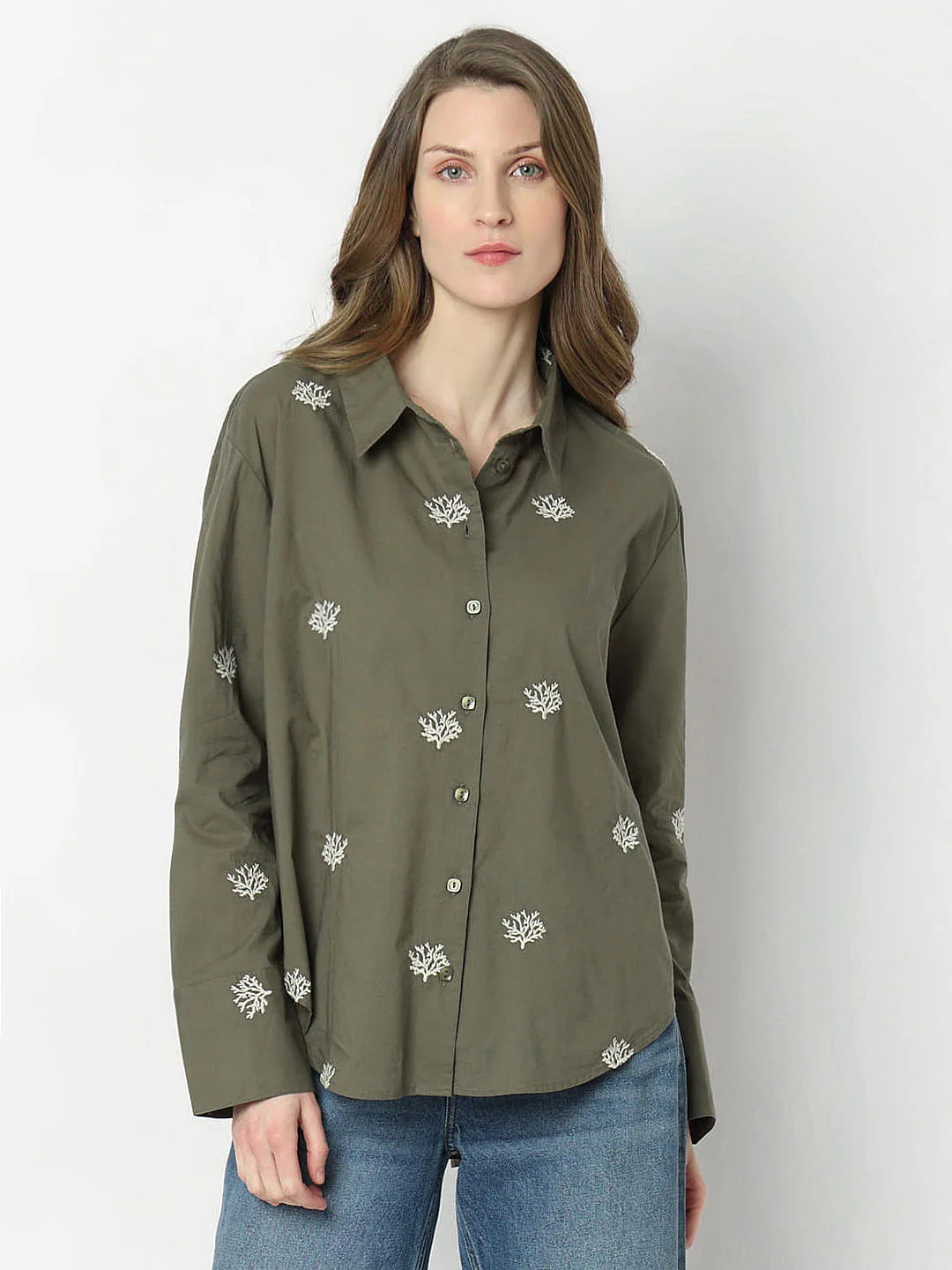 Dark Green Embroidered Shirt - Image 2