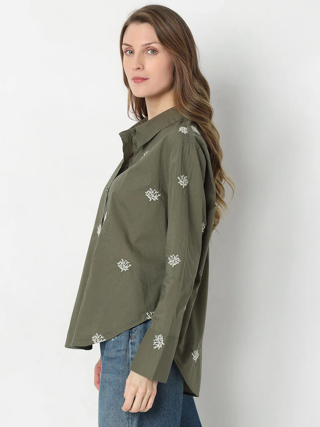 Dark Green Embroidered Shirt - Image 3