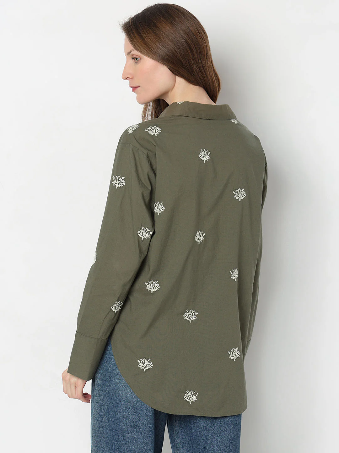 Dark Green Embroidered Shirt - Image 4