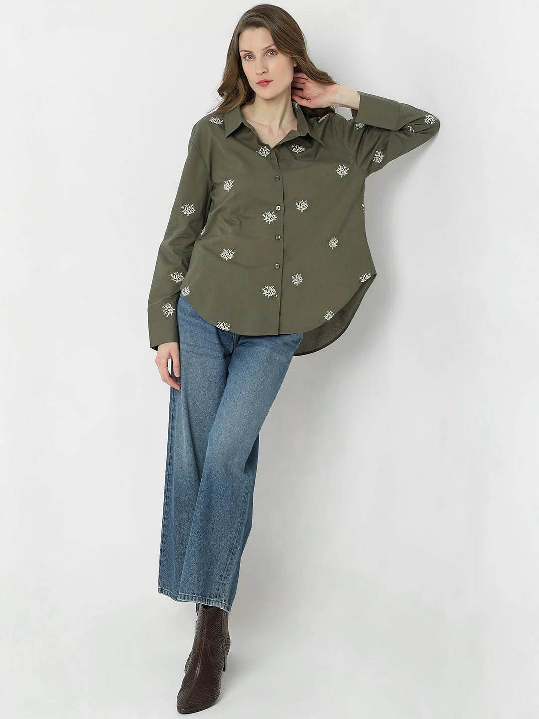 Dark Green Embroidered Shirt - Image 5