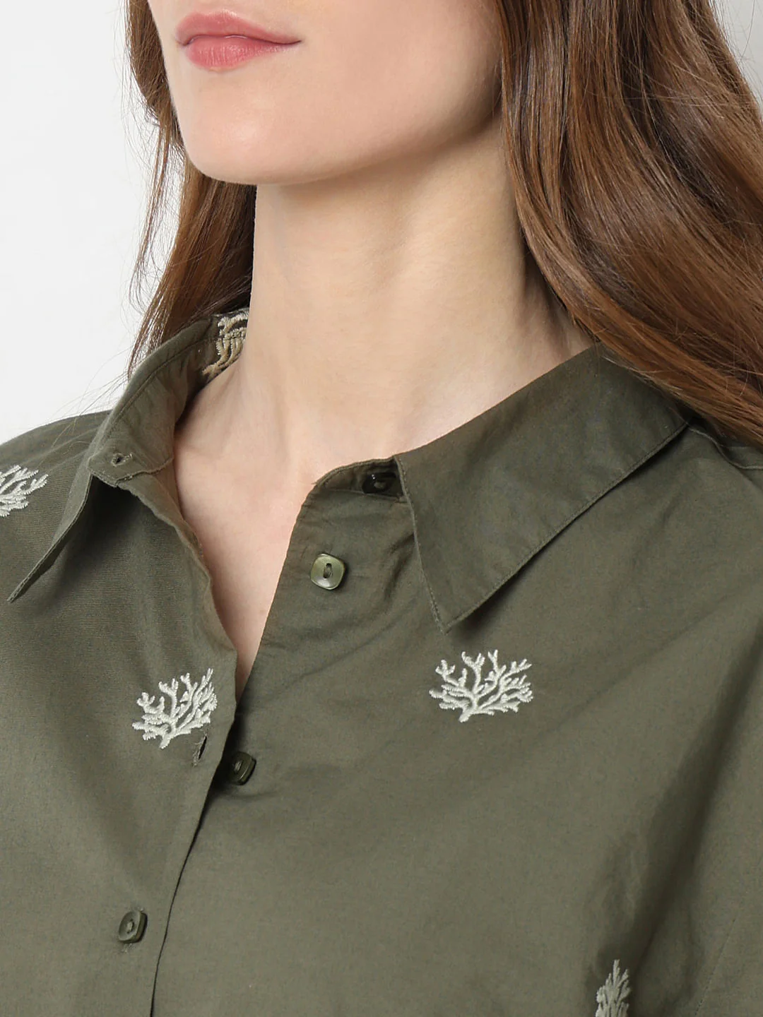 Dark Green Embroidered Shirt - Image 8