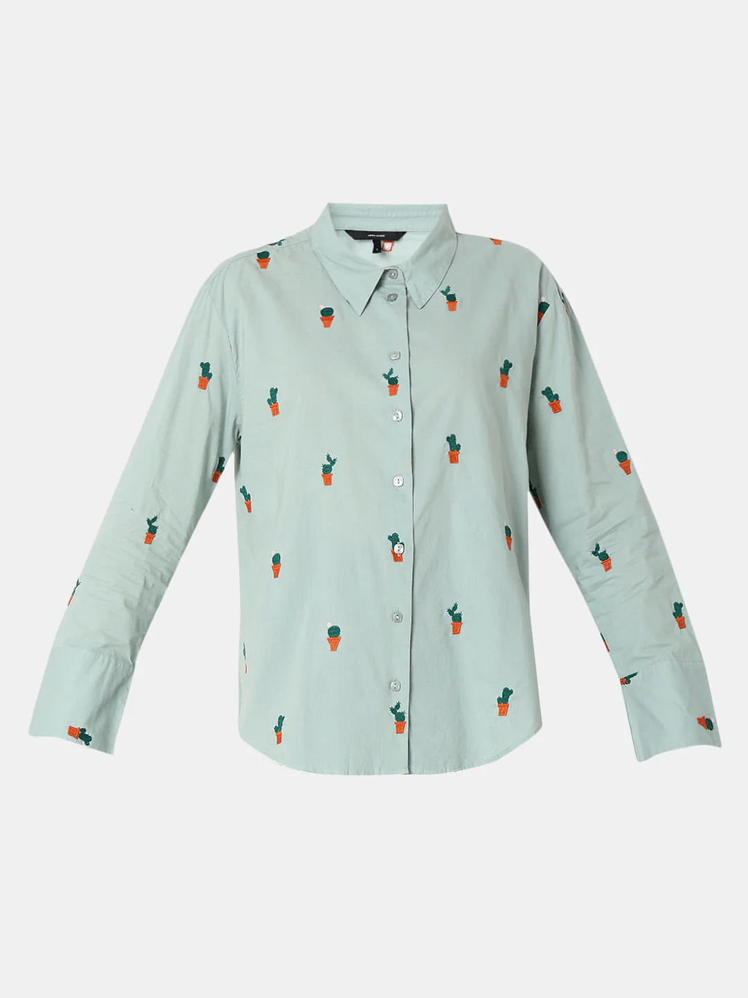 Green Cactus Embroidered Shirt - Image 7